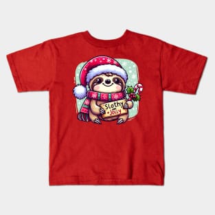 Slothy and Jolly - Cute Christmas sloth Kids T-Shirt